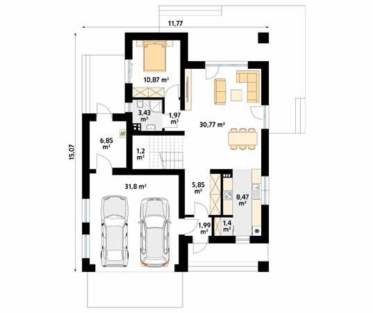 Projekt domu Marcepan - rzut parteru