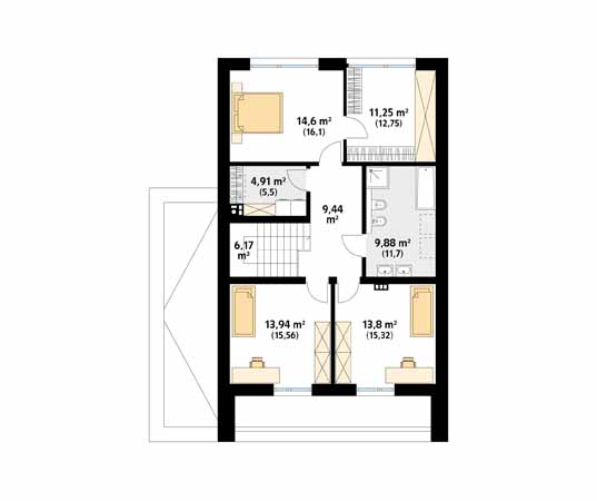 Projekt domu Marcepan - rzut poddasza