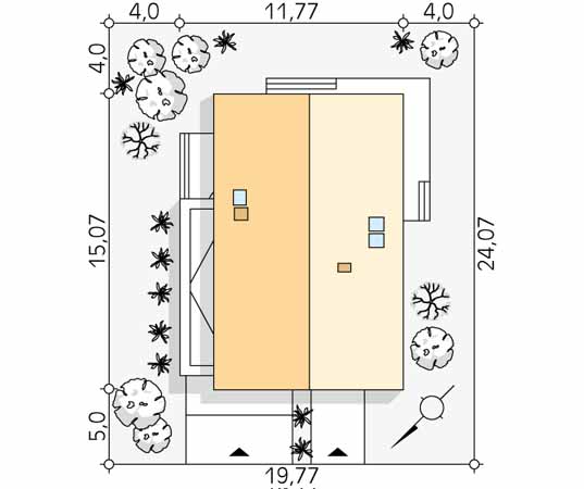 Projekt domu Marcepan - usytuowanie na działce
