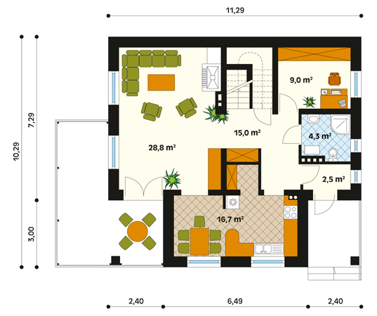 Projekt domu Mazurek - rzut parteru