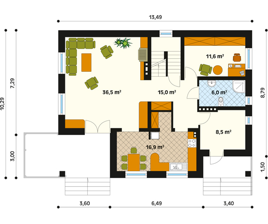 Projekt domu Mazurek 4 - rzut parteru