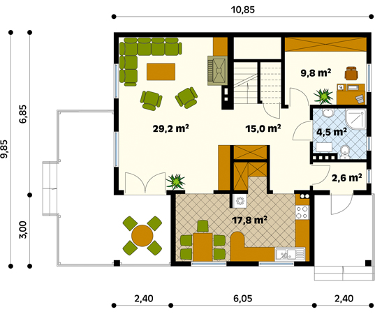 Projekt domu Mazurek dr-T - rzut parteru