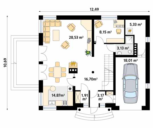Projekt domu Meteor - rzut parteru
