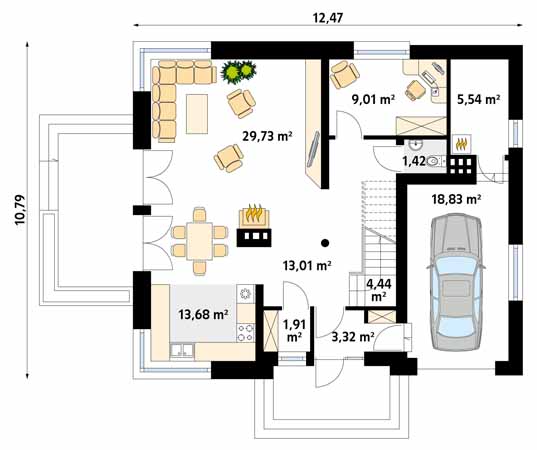 Projekt domu Meteor 2 - rzut parteru