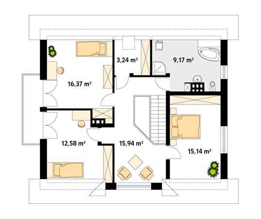 Projekt domu Meteor 2 - rzut poddasza