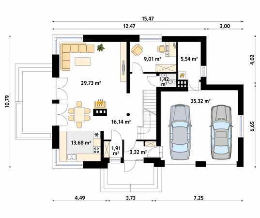 Projekt domu Meteor 3 - rzut parteru