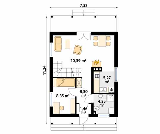 Projekt domu Mikrus 2 - rzut parteru