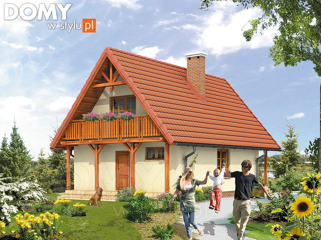 Projekt domu z poddaszem Mikrus 2 - wizualizacja frontowa