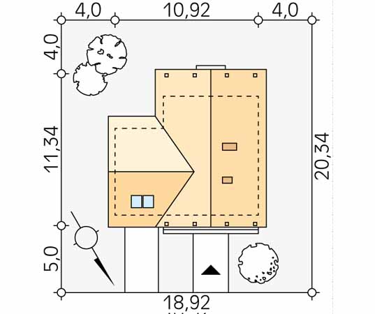 Projekt domu Mikrus 3 - usytuowanie na działce