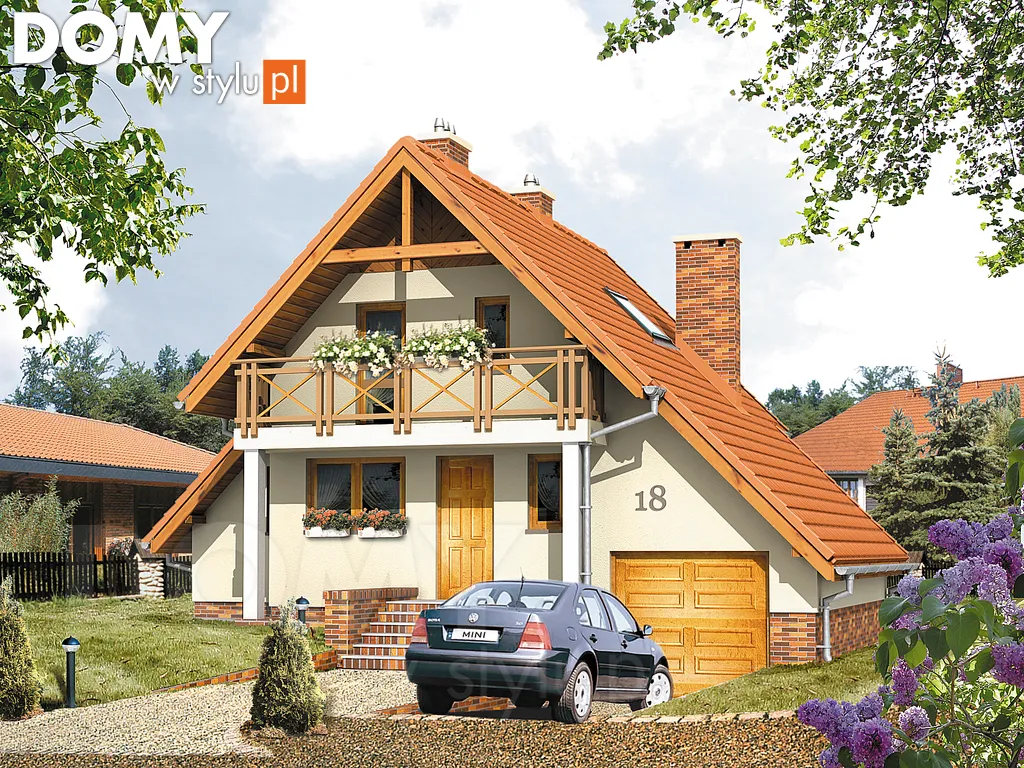 Projekt domu z poddaszem Mini - wizualizacja frontowa