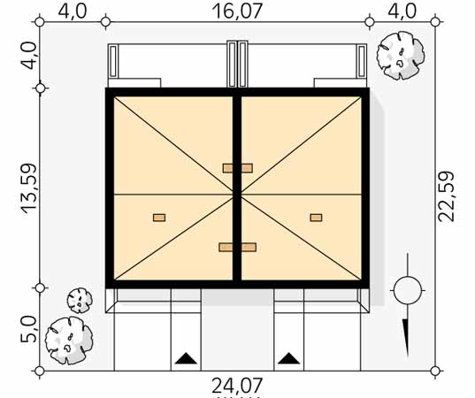 Projekt domu Miodowy - usytuowanie na działce
