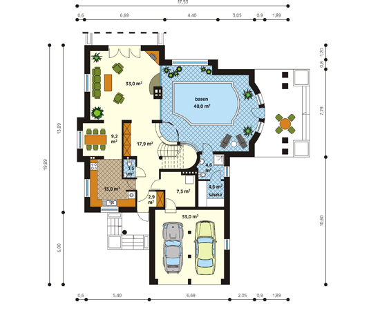 Projekt domu Mistral - rzut parteru