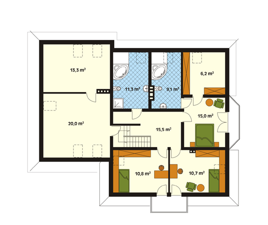 Projekt domu Modrzew 3 - rzut poddasza
