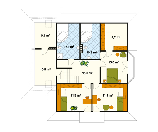 Projekt domu Modrzew dr-S - rzut poddasza