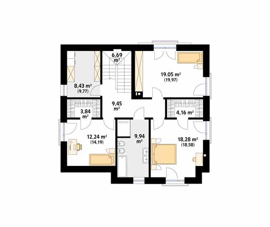 Projekt domu Mops - rzut poddasza