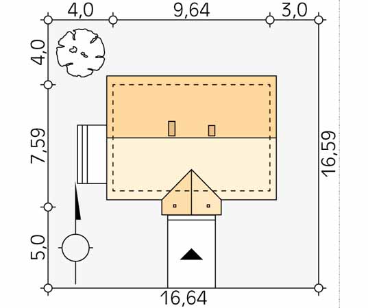 Projekt domu Motylek 2 - usytuowanie na działce