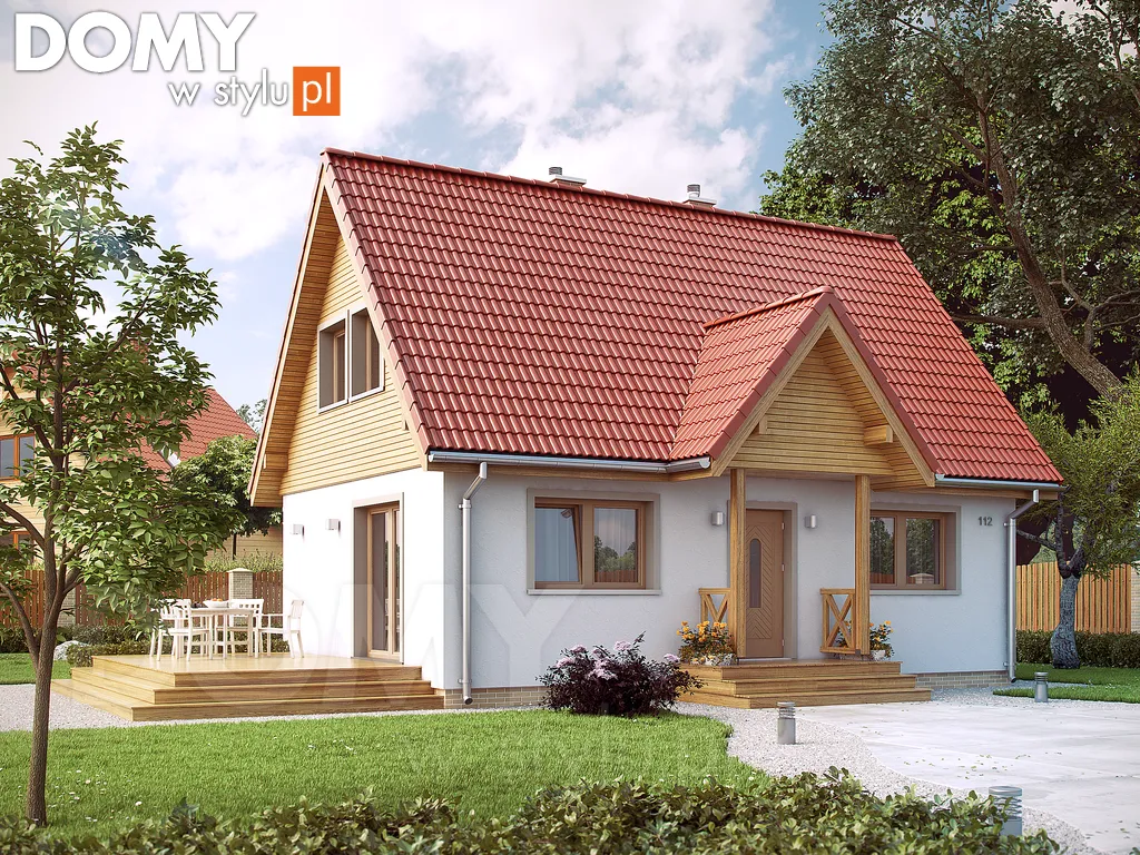 Projekt domu z poddaszem Motylek 2 - wizualizacja frontowa