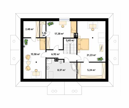 Projekt domu Murena - rzut poddasza