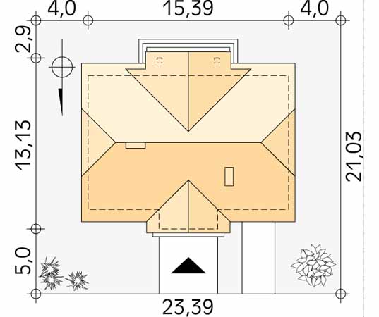 Projekt domu Muzyka - usytuowanie na działce