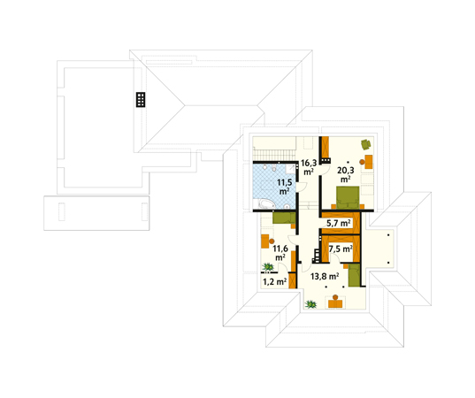 Projekt domu Nefryt - rzut poddasza