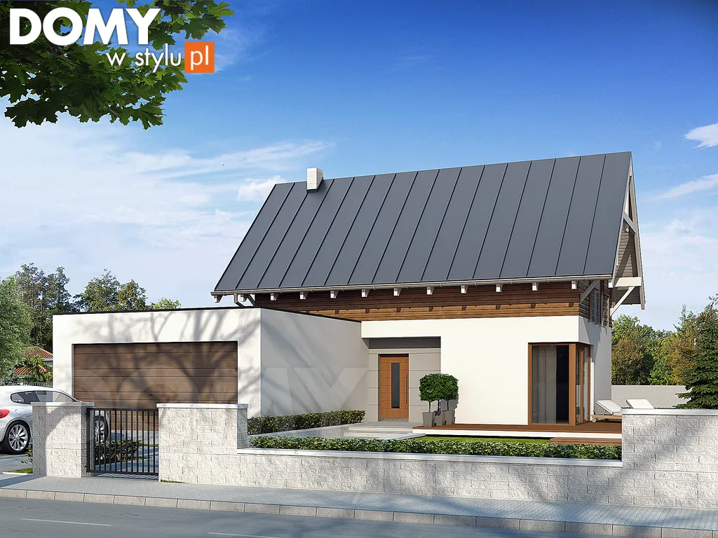 Nowoczesny projekt domu z poddaszem Neo - wizualizacja frontowa