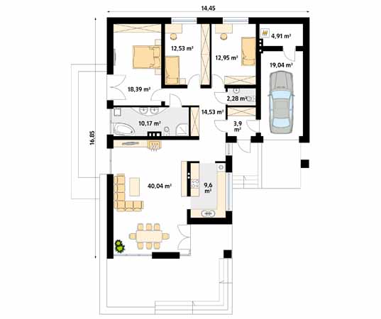 Projekt domu Neptun 5 - rzut parteru