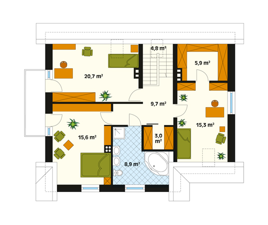 Projekt domu Nutka - rzut poddasza