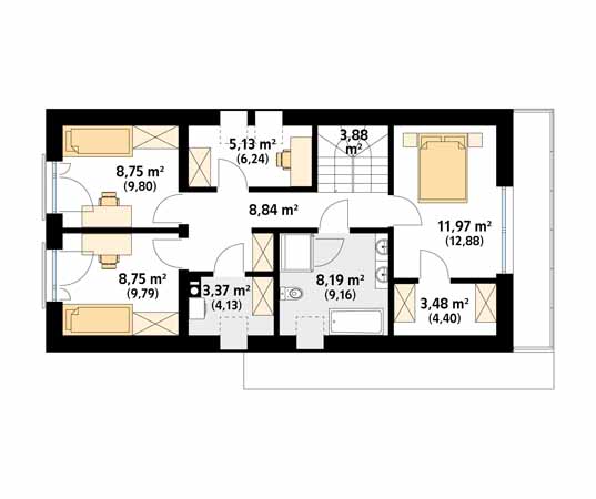 Projekt domu Okruszek - rzut poddasza