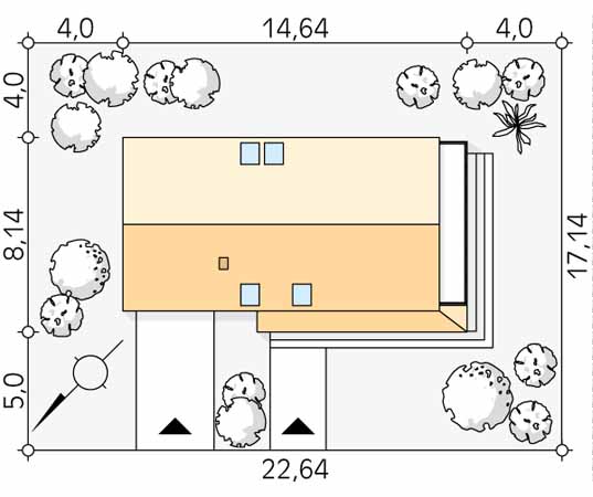 Projekt domu Okruszek 2 - usytuowanie na działce