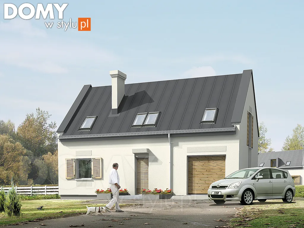 Nowoczesny projekt domu z poddaszem Olaf - wizualizacja frontowa