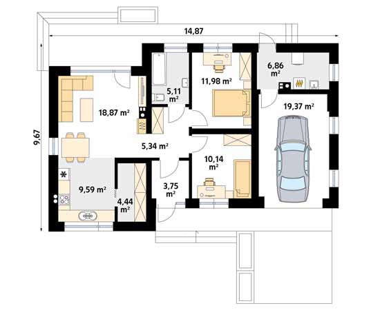 Projekt domu Olcha - rzut parteru