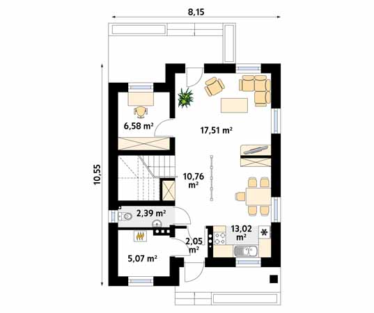 Projekt domu Oliwka - rzut parteru