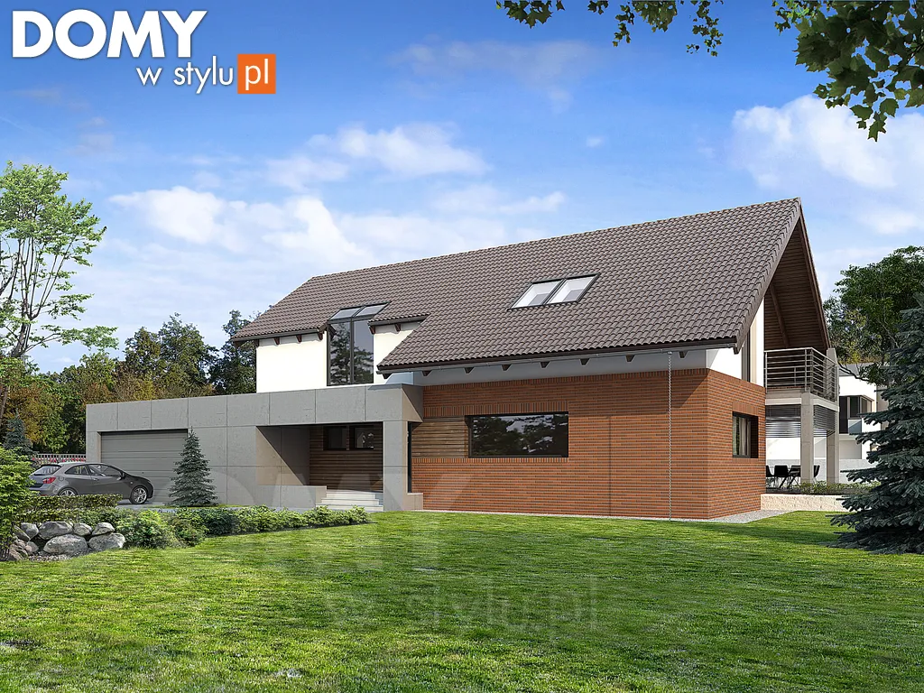 Nowoczesny projekt domu z poddaszem Onyks 2 - wizualizacja frontowa