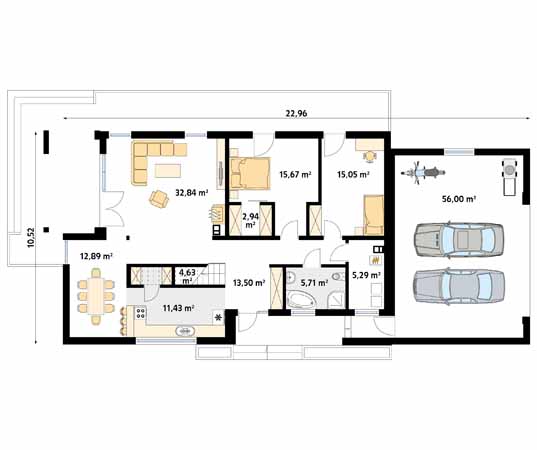 Projekt domu Onyks 3 - rzut parteru