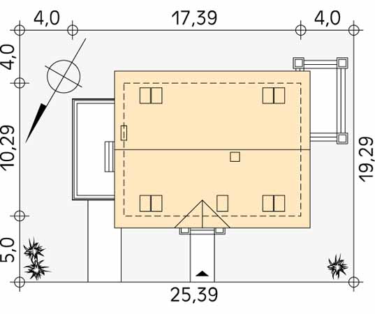 Projekt domu Opal - usytuowanie na działce