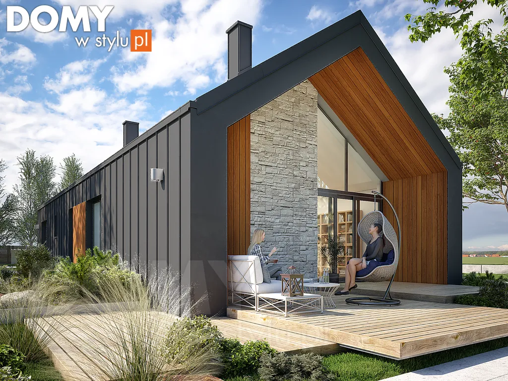 Nowoczesny projekt domu parterowego Opuncja - wizualizacja frontowa