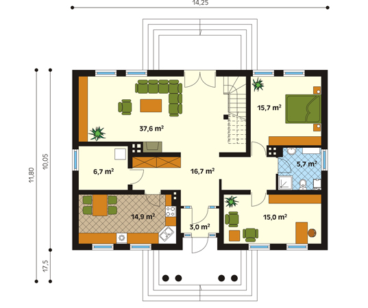 Projekt domu Opus - rzut parteru