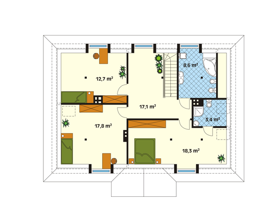 Projekt domu Opus - rzut poddasza