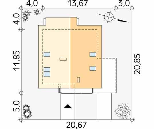 Projekt domu Orion - usytuowanie na działce