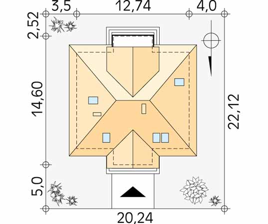 Projekt domu Orkan - usytuowanie na działce