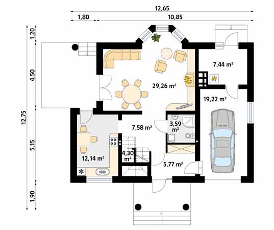 Projekt domu Orlik 2 - rzut parteru