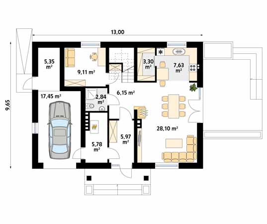 Projekt domu Orzech - rzut parteru