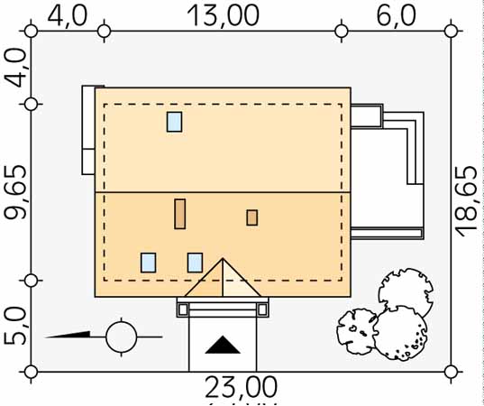 Projekt domu Orzech - usytuowanie na działce