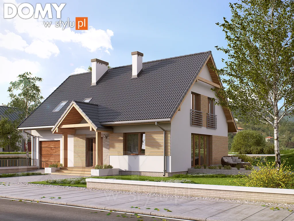 Projekt domu z poddaszem Orzech - wizualizacja frontowa