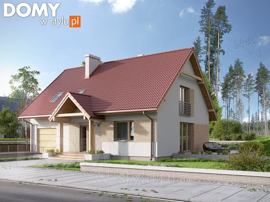 Nowoczesny projekt domu z poddaszem Orzech 2 - wizualizacja frontowa