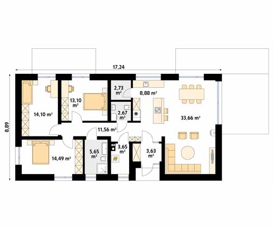 Projekt domu Paproć 3 - rzut parteru