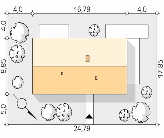Projekt domu Paproć 4 - usytuowanie na działce