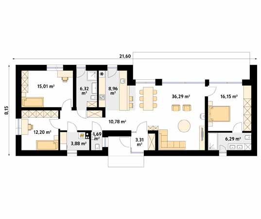 Projekt domu Paproć 5 - rzut parteru