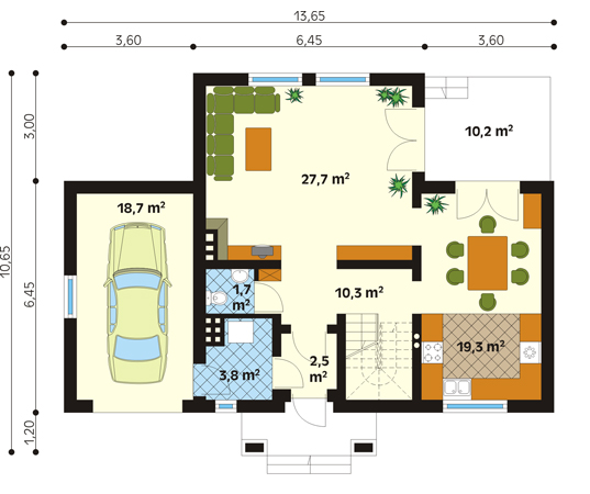 Projekt domu Parys - rzut parteru