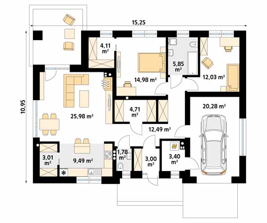 Projekt domu Pasja - rzut parteru